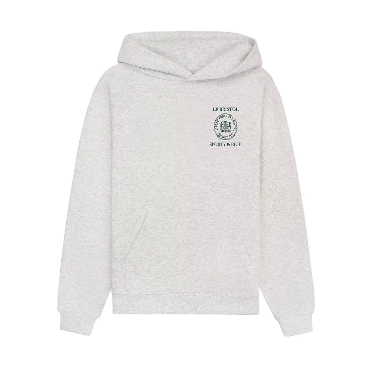 + Le Bristol Paris Crest Seal Hoodie 'Heather Grey Forest Green'