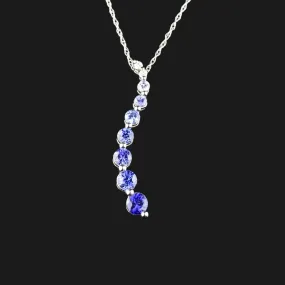 10K White Gold Diamond Sapphire Ombre Journey Pendant Necklace