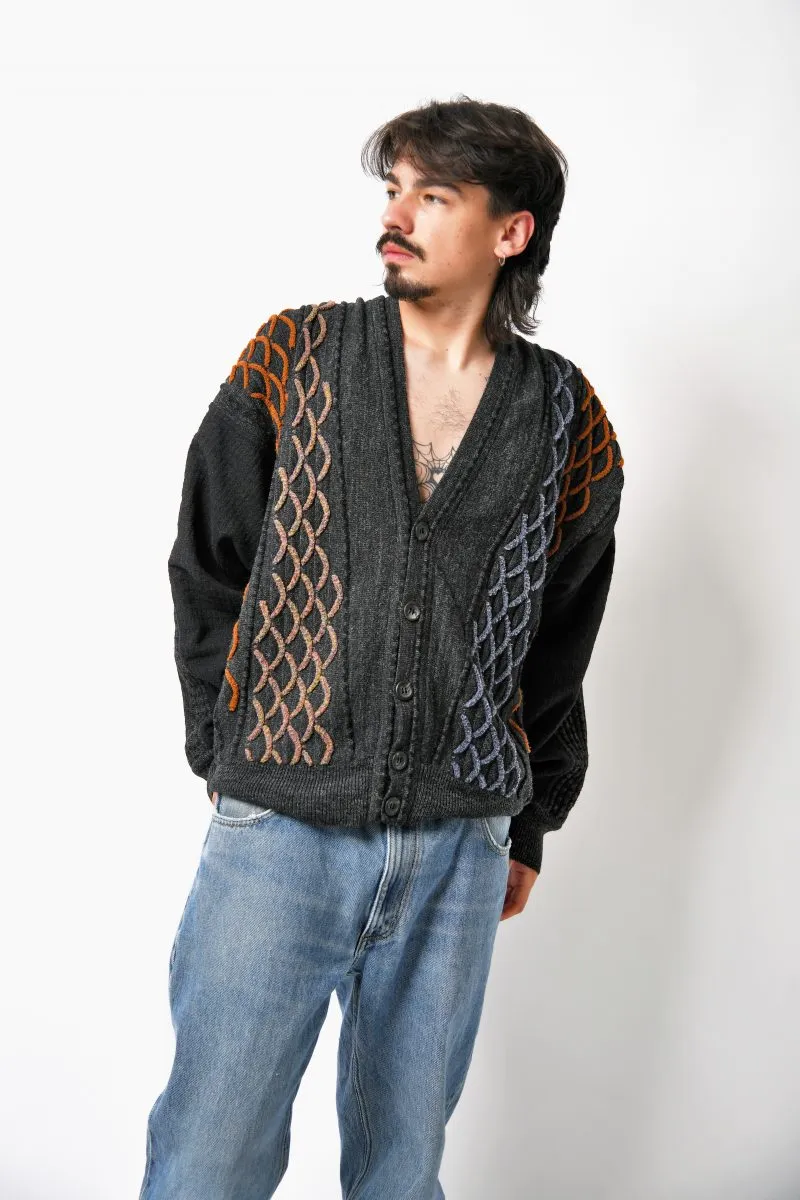 80s cardigan sweater mens grey