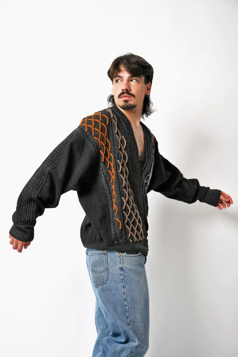 80s cardigan sweater mens grey