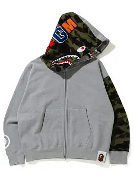 A Bathing Ape Giant Shark Full Zip Hoodie Grey