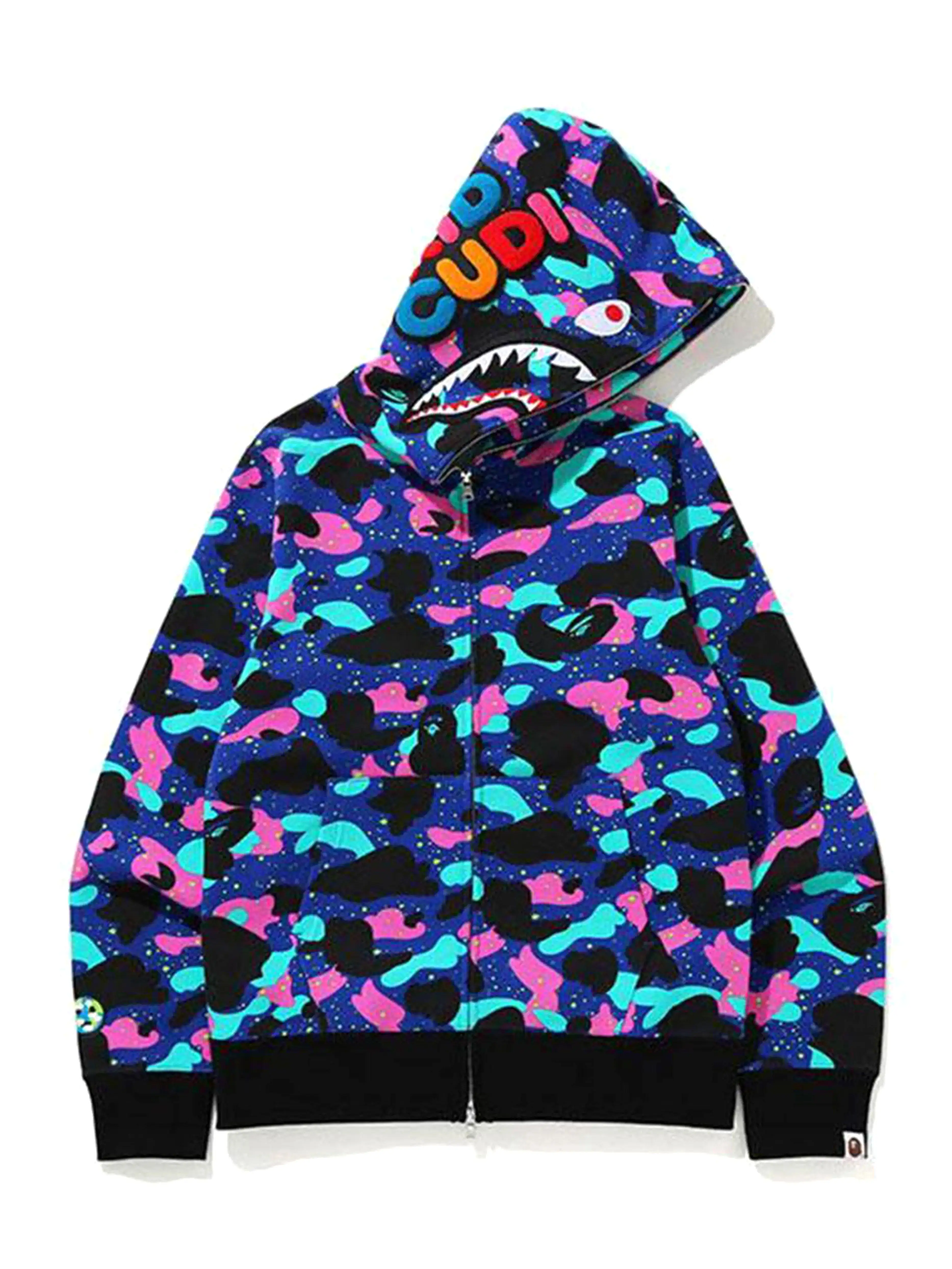 A Bathing Ape x Kid Cudi Shark Full Zip Hoodie Multi Camo