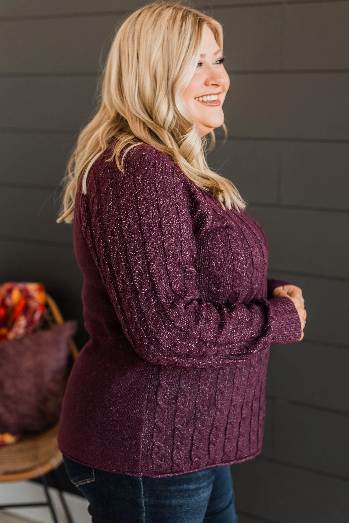 Absolute Perfection Knit Sweater- Dark Plum