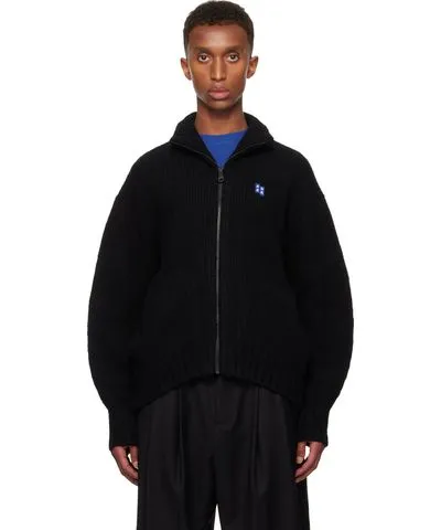 ADER error Black TRS Tag 01 Knit Zip-Up Sweater