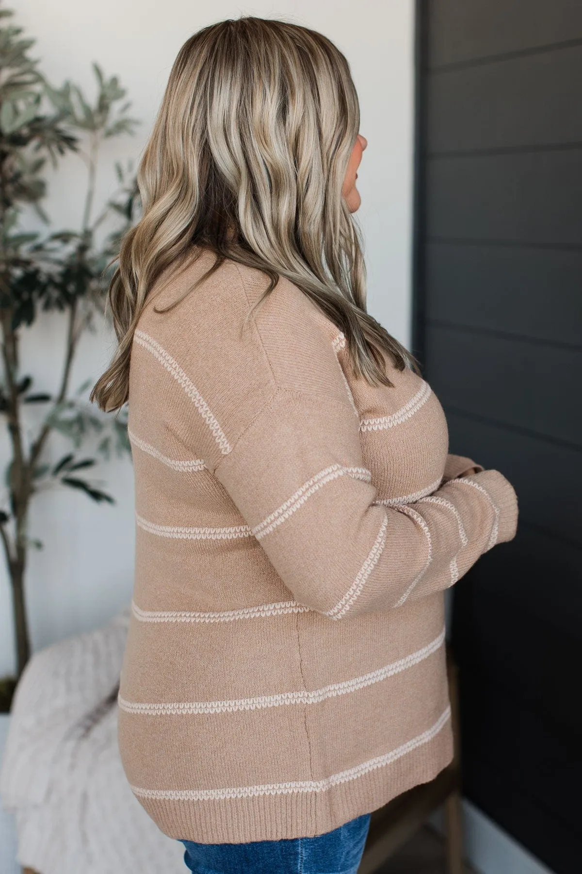 Admire You Striped Knit Sweater- Beige