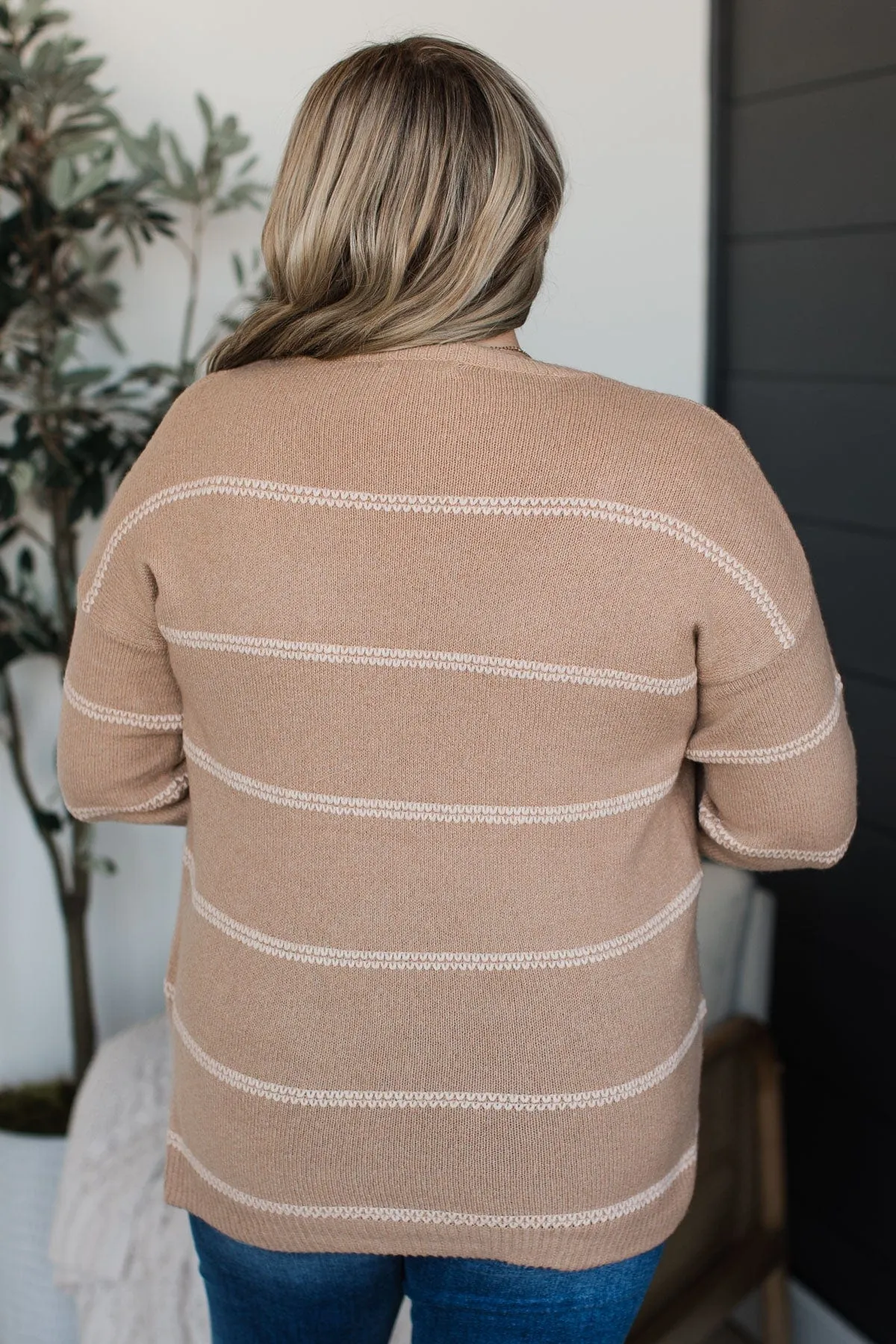 Admire You Striped Knit Sweater- Beige