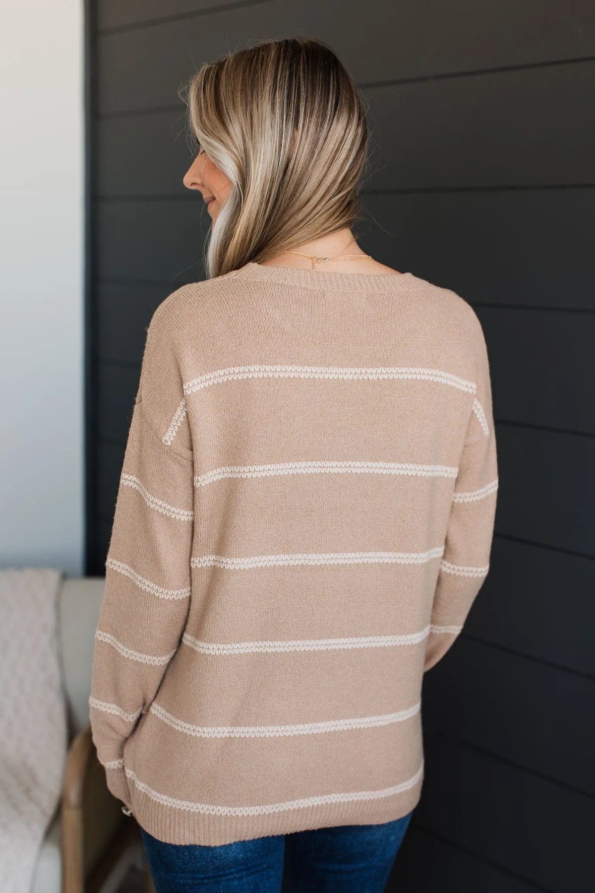 Admire You Striped Knit Sweater- Beige