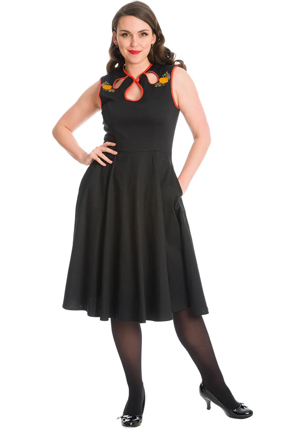 Banned Pumpkin Spice & All Things Nice 50's Swing Dress Black