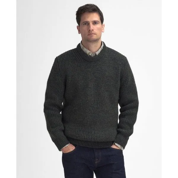 Barbour Mens New Tyne Crew Neck Sweater in Olive