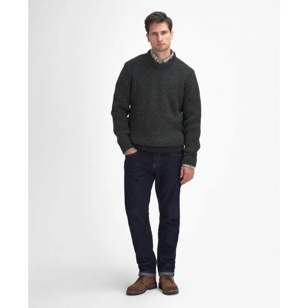 Barbour Mens New Tyne Crew Neck Sweater in Olive