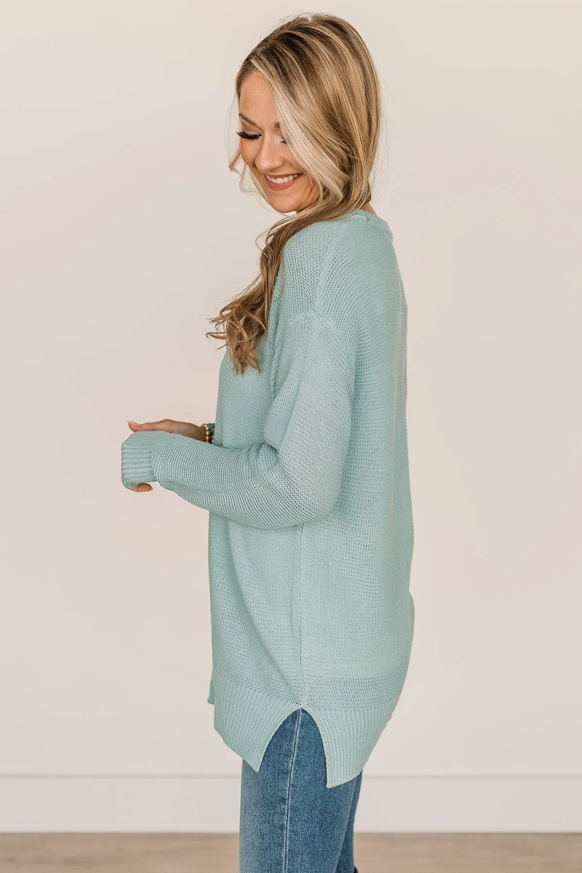 Be Fashionable Knit Sweater- Light Blue