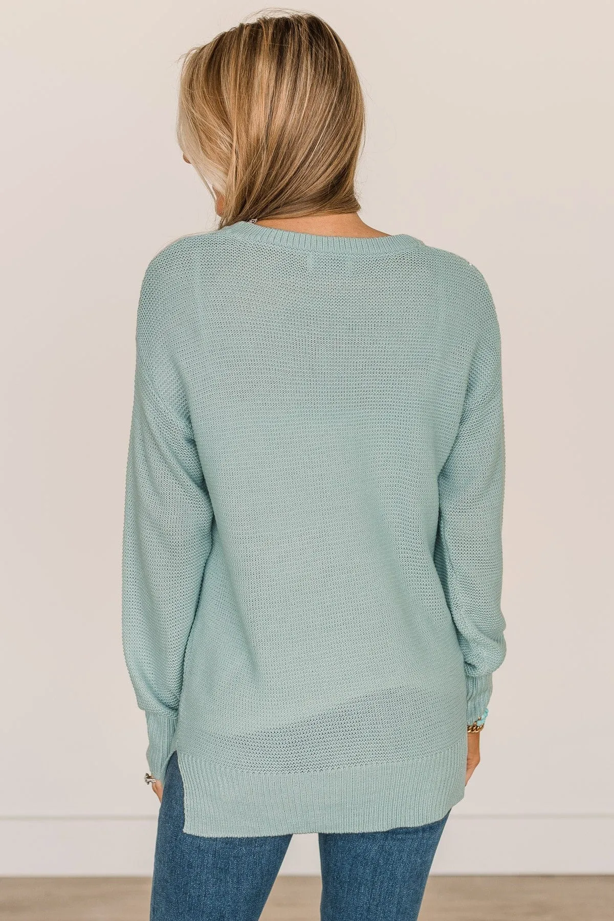 Be Fashionable Knit Sweater- Light Blue