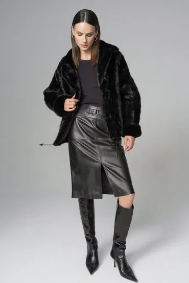 Black Luxury Genuine Mink Fur Jacket