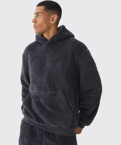 boohooMAN Mens Oversized Teddy Borg Hoodie