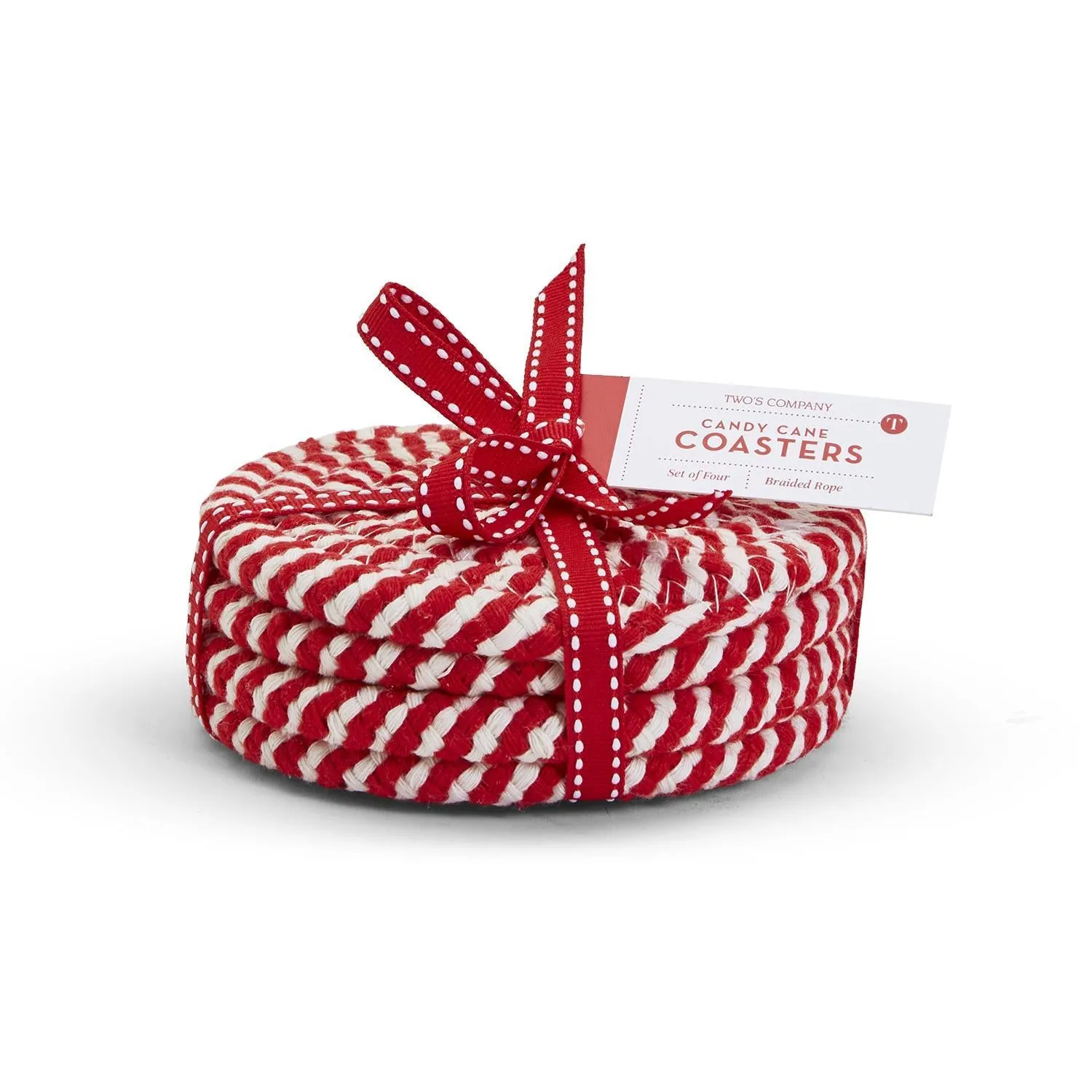 Candy Stripe Braided Coasters- Set of 4