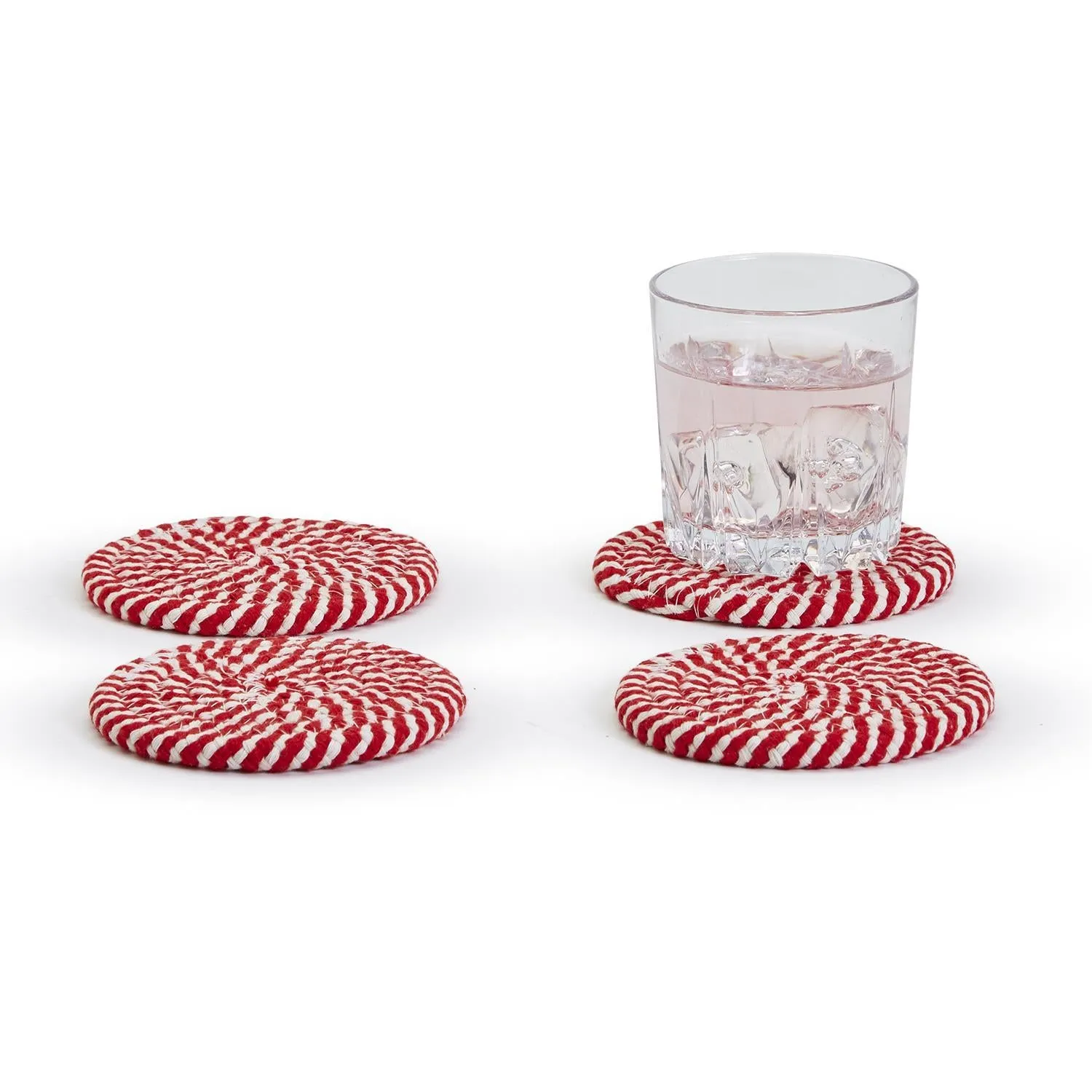 Candy Stripe Braided Coasters- Set of 4