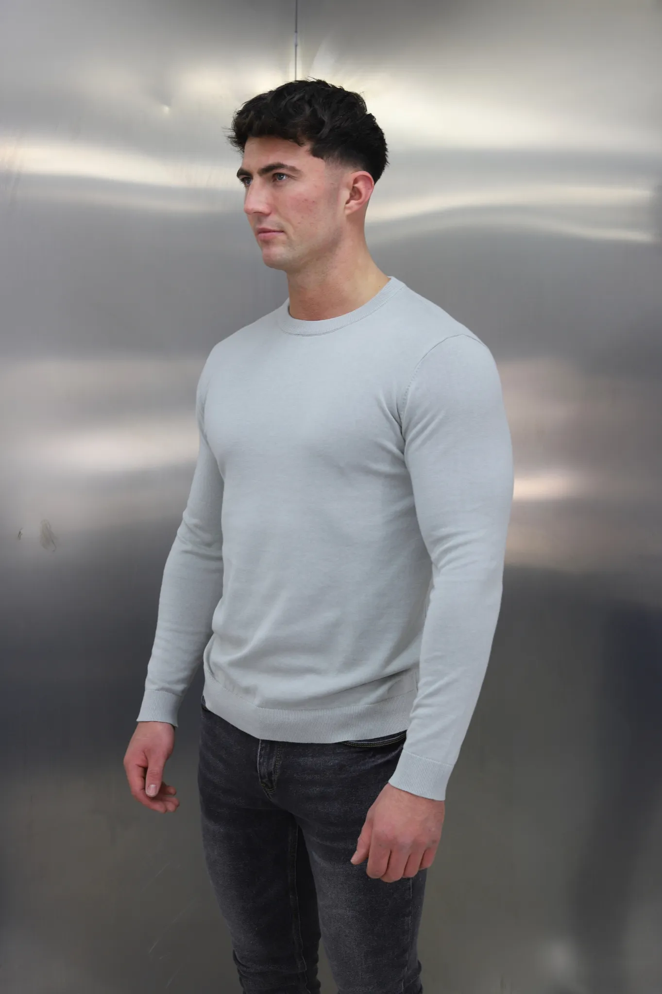 Capo Egyptian Cotton Crew Neck Jumper - Stone