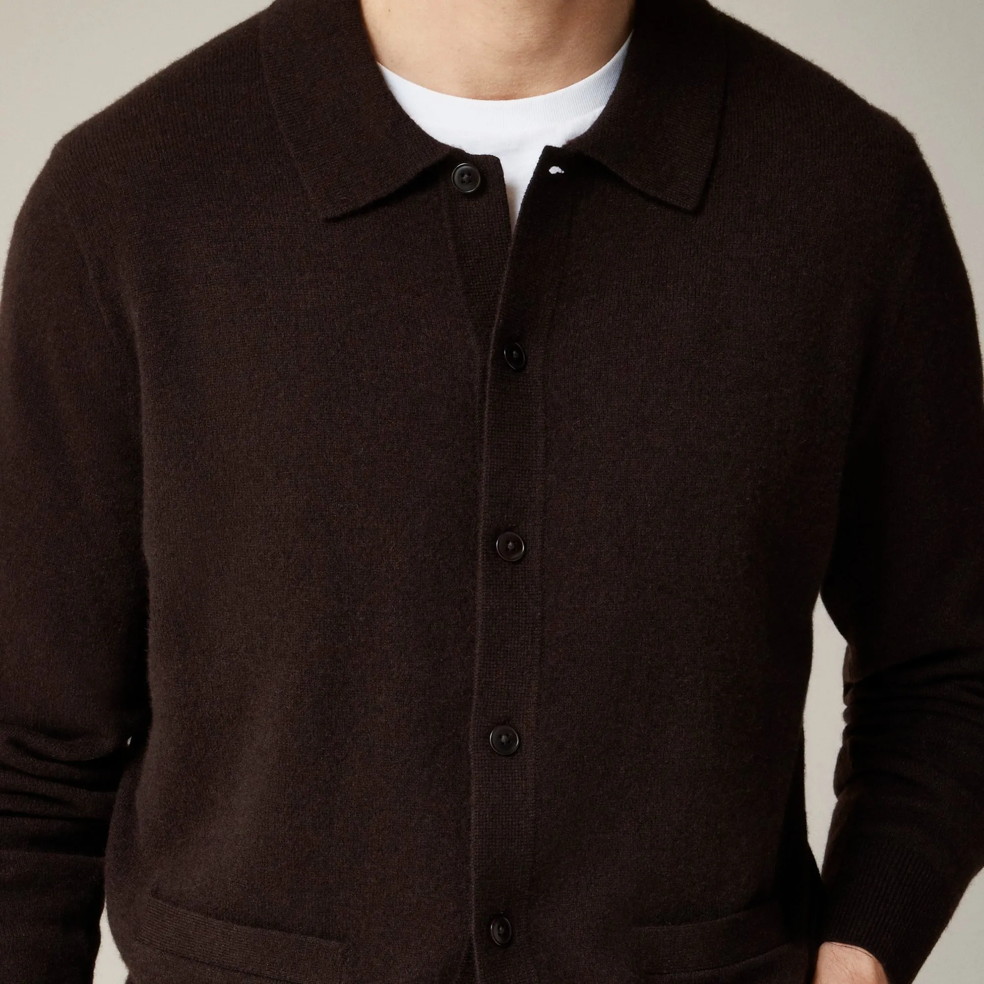 Cashmere polo cardigan sweater