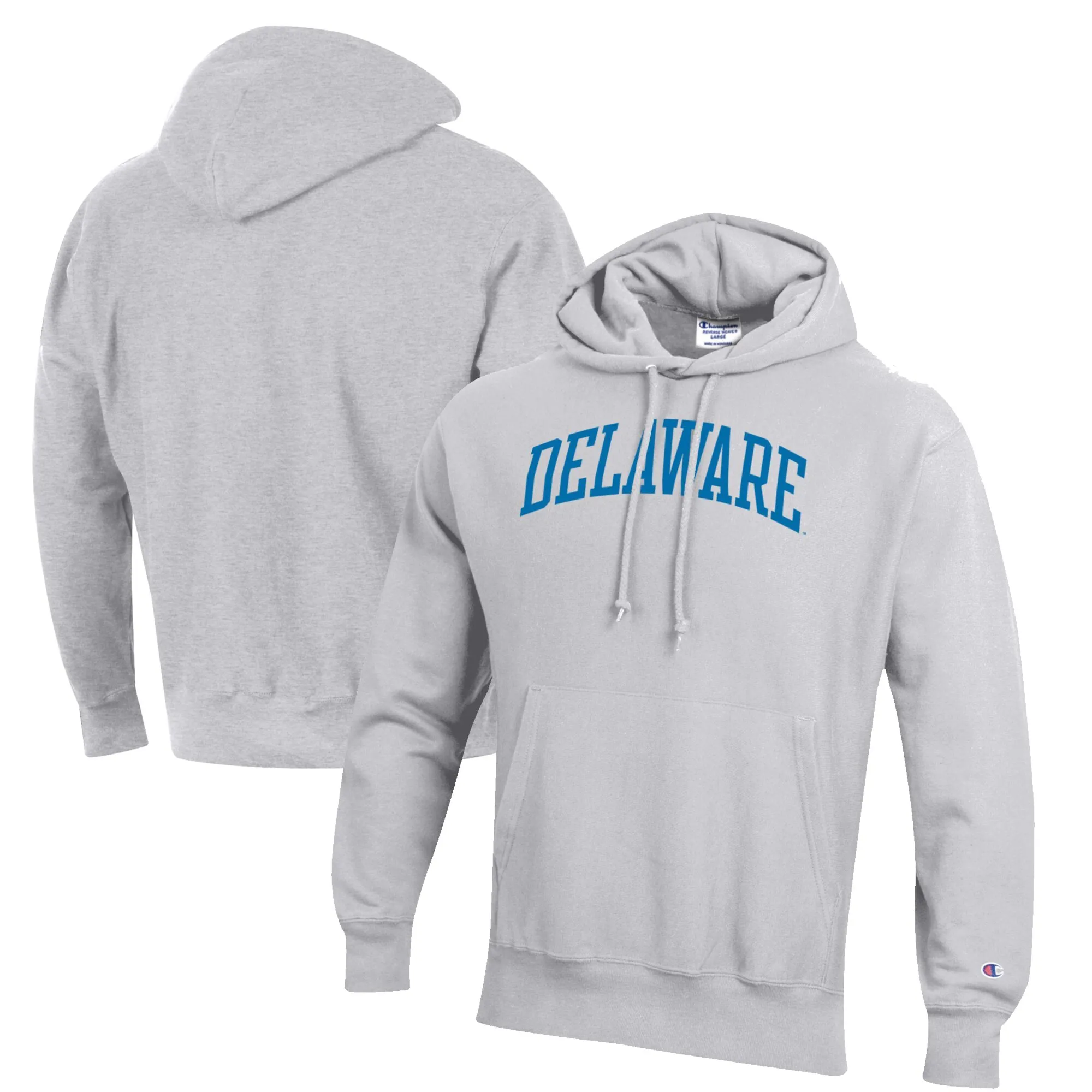 Champion Delaware Fightin' Blue Hens Heathered Gray Reverse Weave Fleece Pullover Hoodie