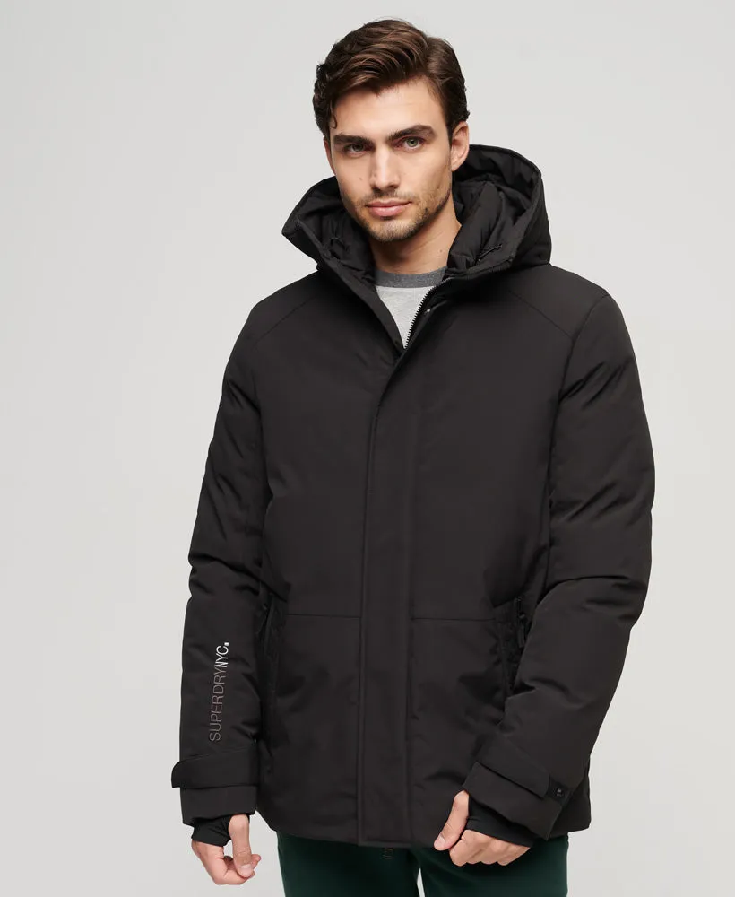 City Padded Hooded Wind Parka Jacket | Black