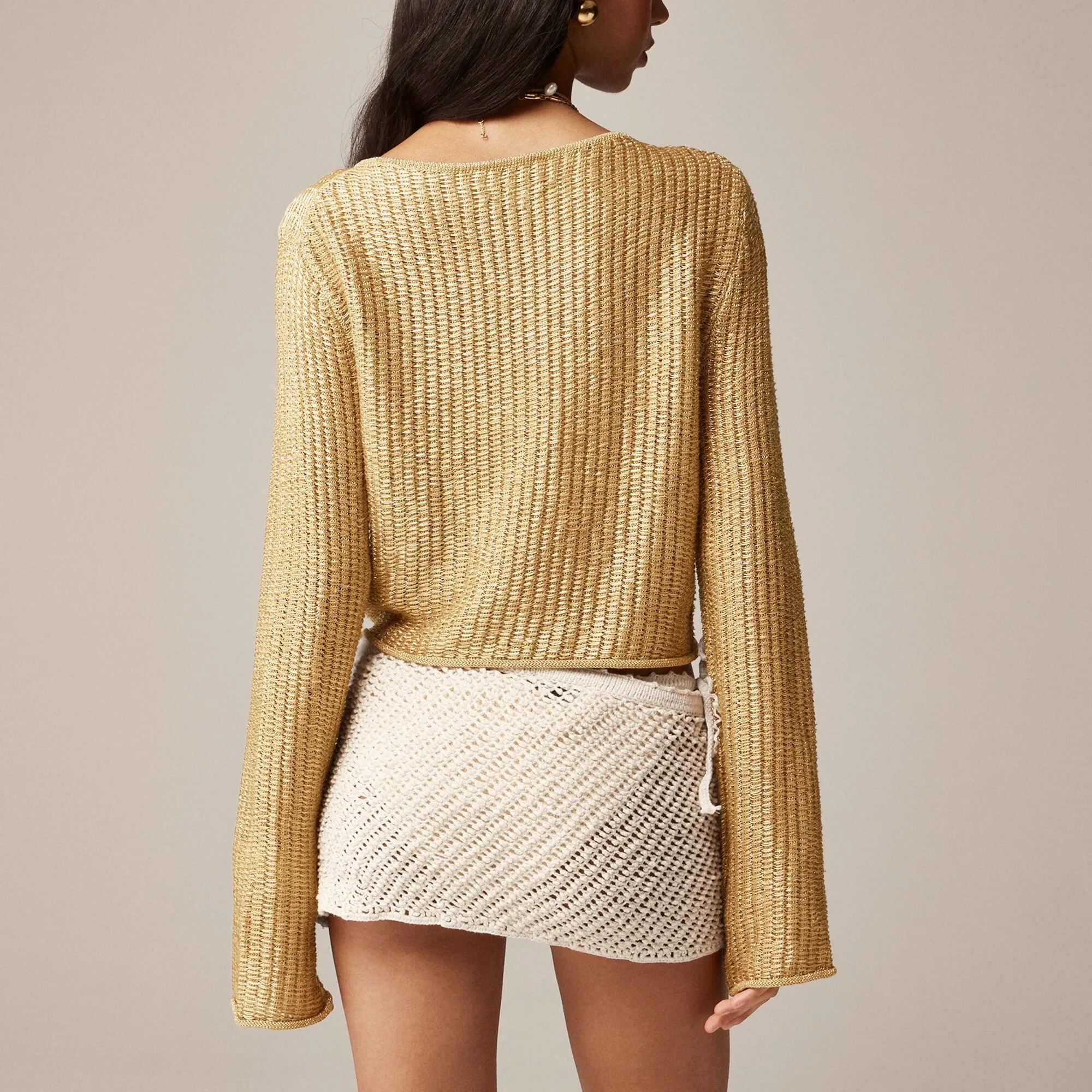 Collection metallic open-weave sweater