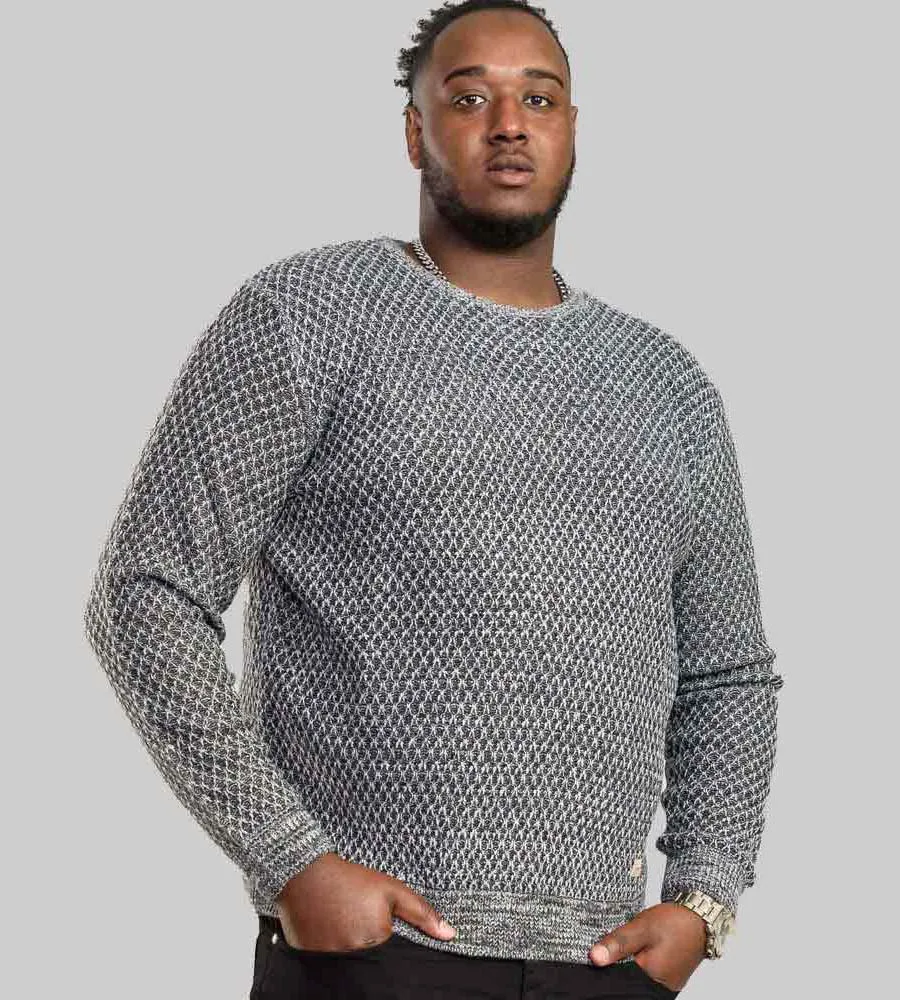 D555 Big Mens Diamond Knit Jumper With Crew Neck (MELFORD)