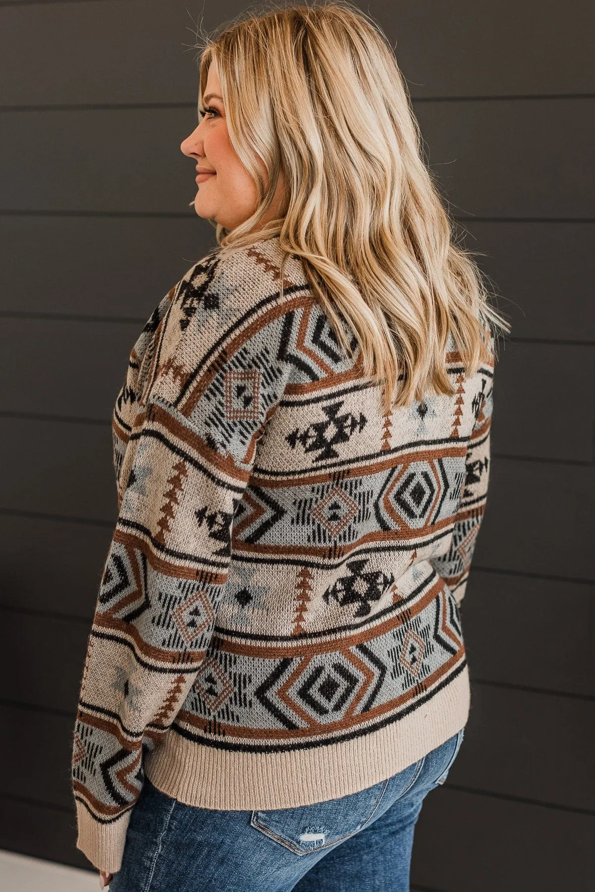 Daily Reminder Aztec Knit Sweater- Mocha