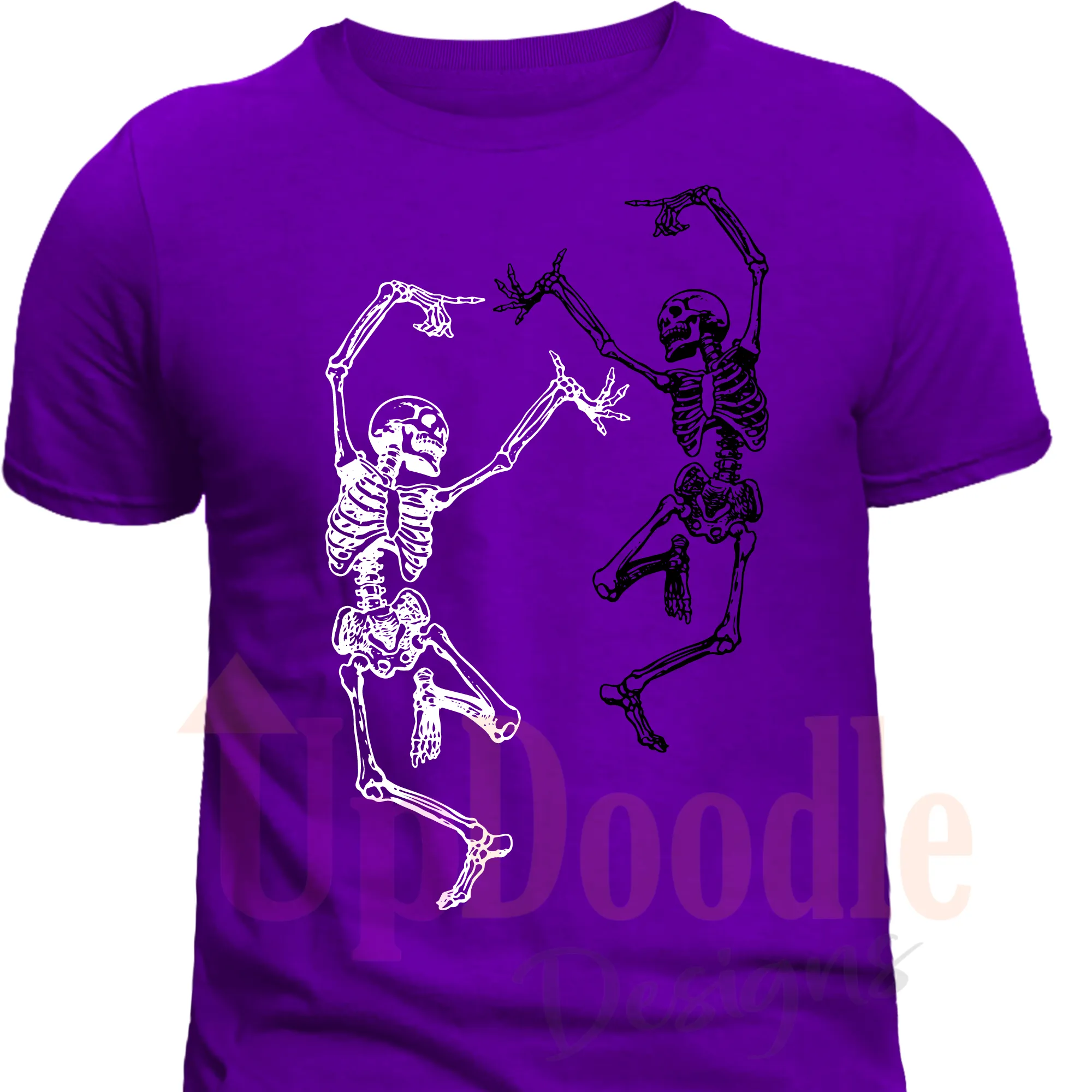 DANCING SKELETONS BLACK & WHITE HALLOWEEN Sayings DTF Transfer