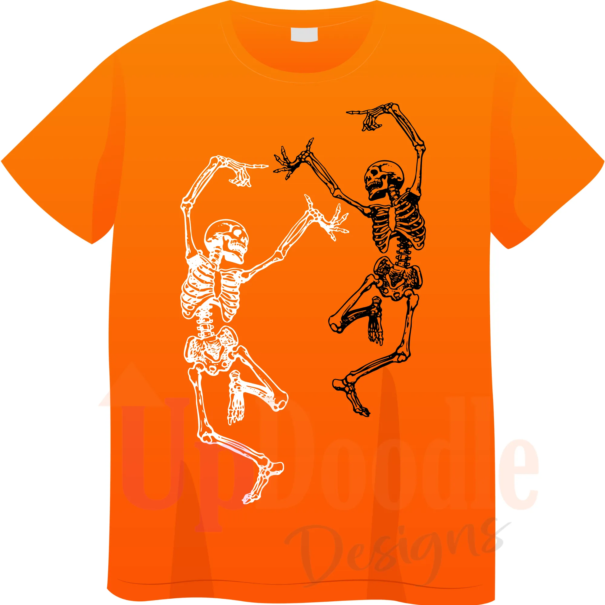 DANCING SKELETONS BLACK & WHITE HALLOWEEN Sayings DTF Transfer