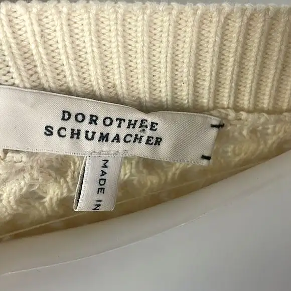 DorotheeSchumacher Cream Cardigan with Black Embroidery Cable Knit