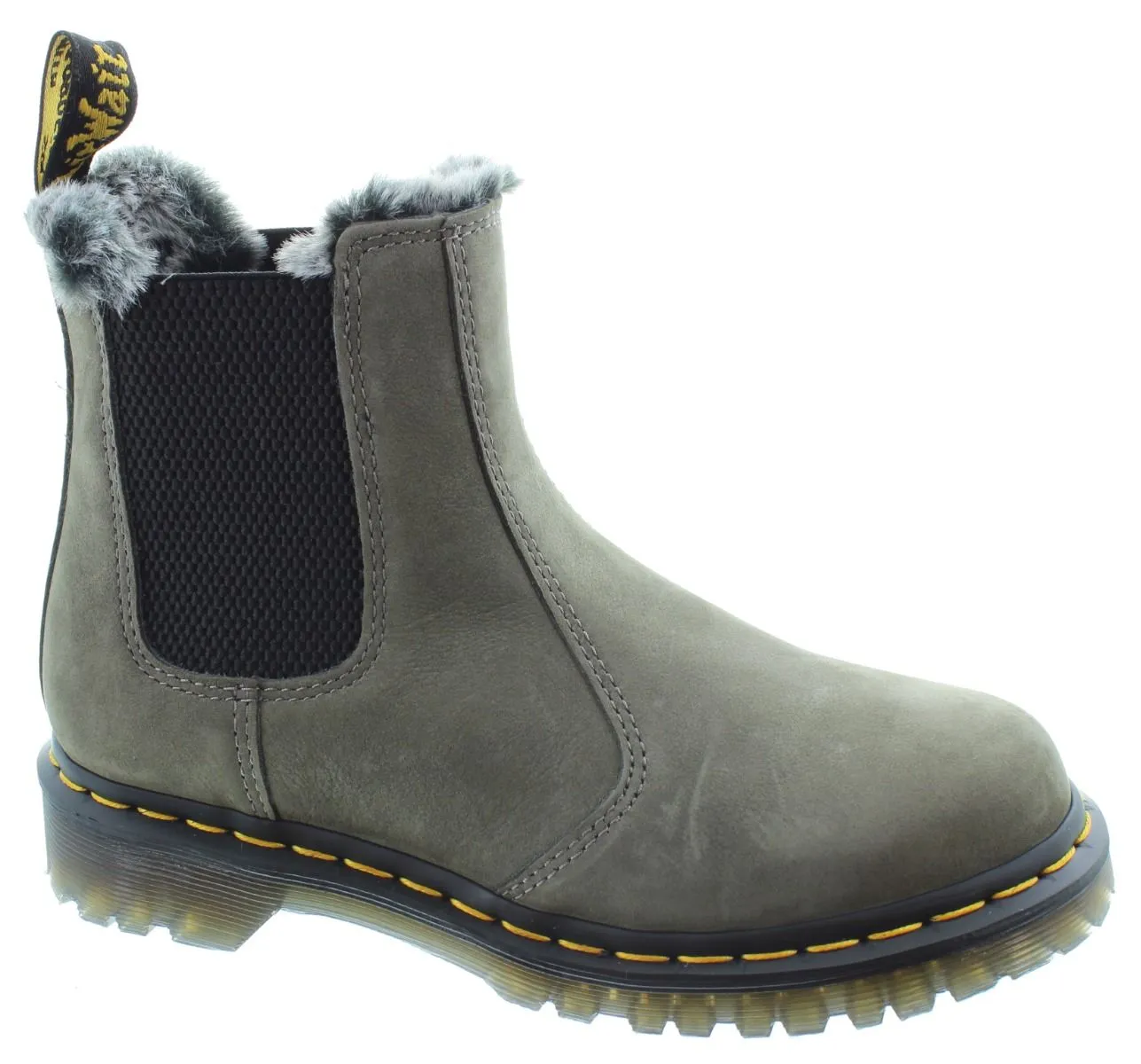 DR MARTENS Ladies 2976 Leonore Fur Ankle Boots In Grey