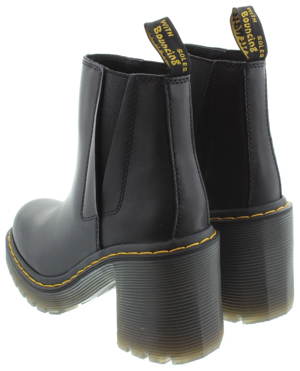 DR MARTENS Ladies Spence Heel Chelsea Boots In Black