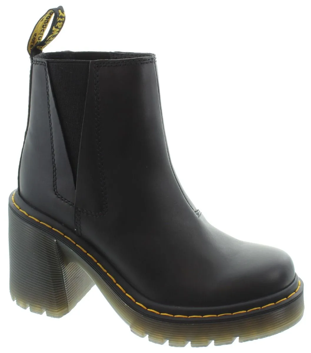 DR MARTENS Ladies Spence Heel Chelsea Boots In Black