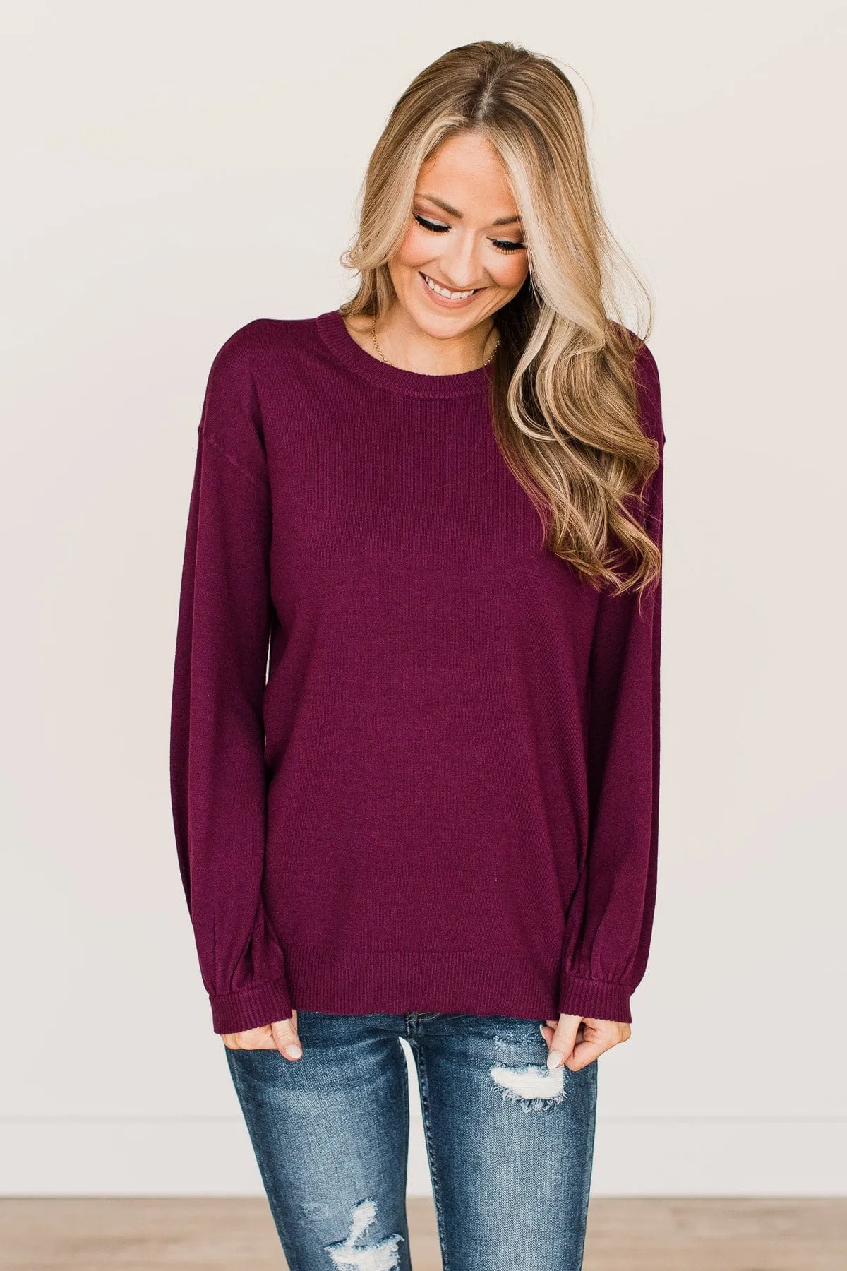 Effortless Love Knit Sweater- Dark Magenta