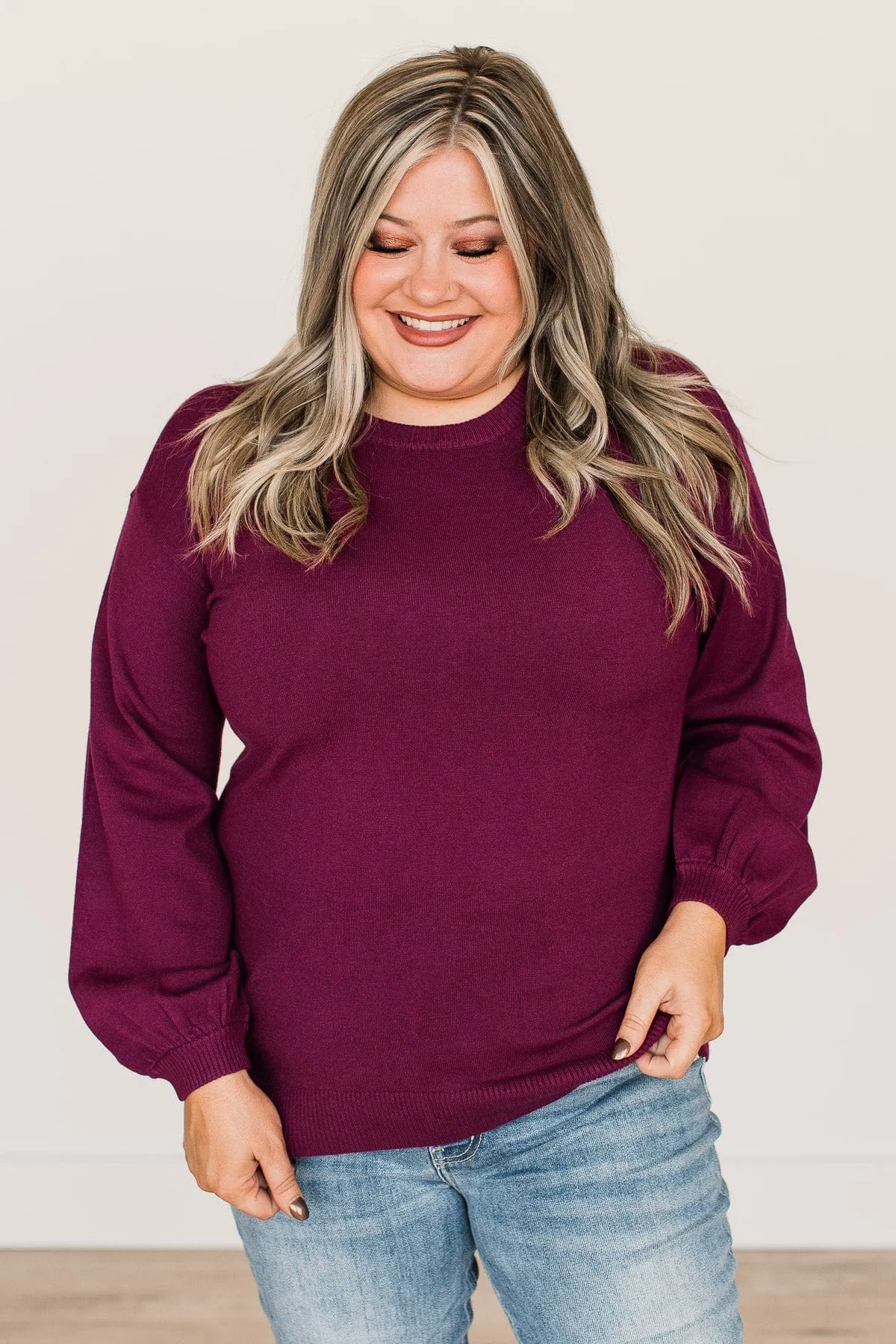 Effortless Love Knit Sweater- Dark Magenta