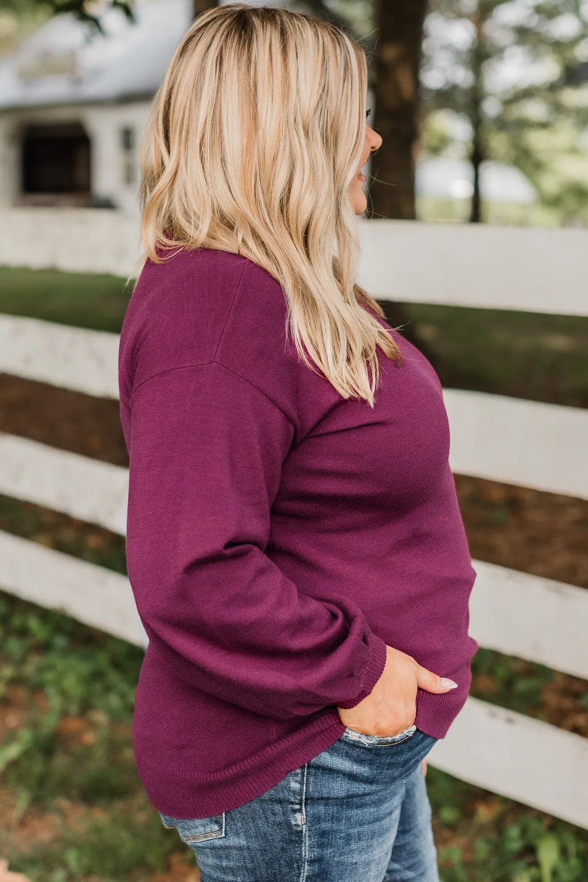 Effortless Love Knit Sweater- Dark Magenta