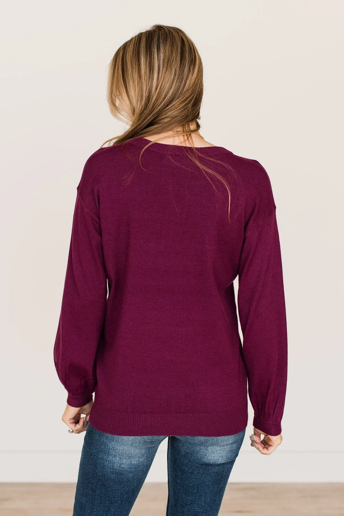 Effortless Love Knit Sweater- Dark Magenta