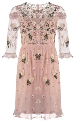 Floral Embroidered Pink Dress