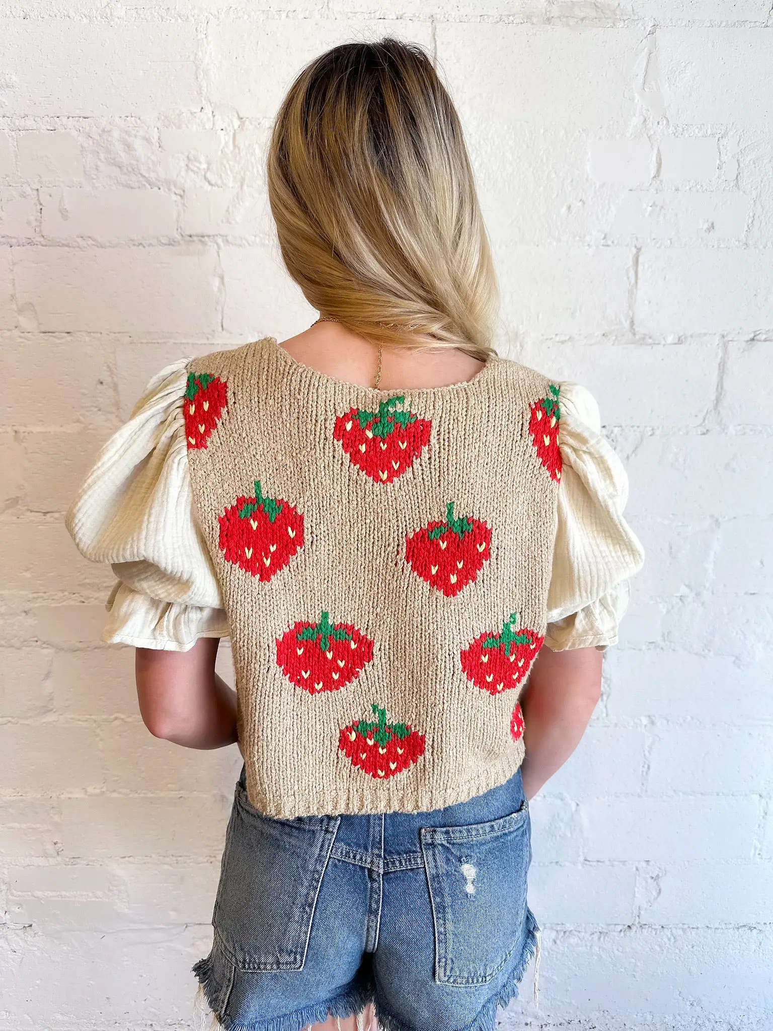 Free People Strawberry Jam Mixed Media Cropped Sweater