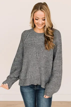 Full Of Warmth Knit Sweater- Grey