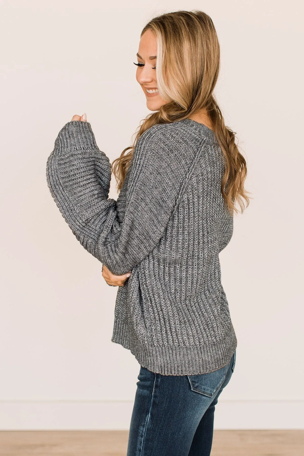 Full Of Warmth Knit Sweater- Grey