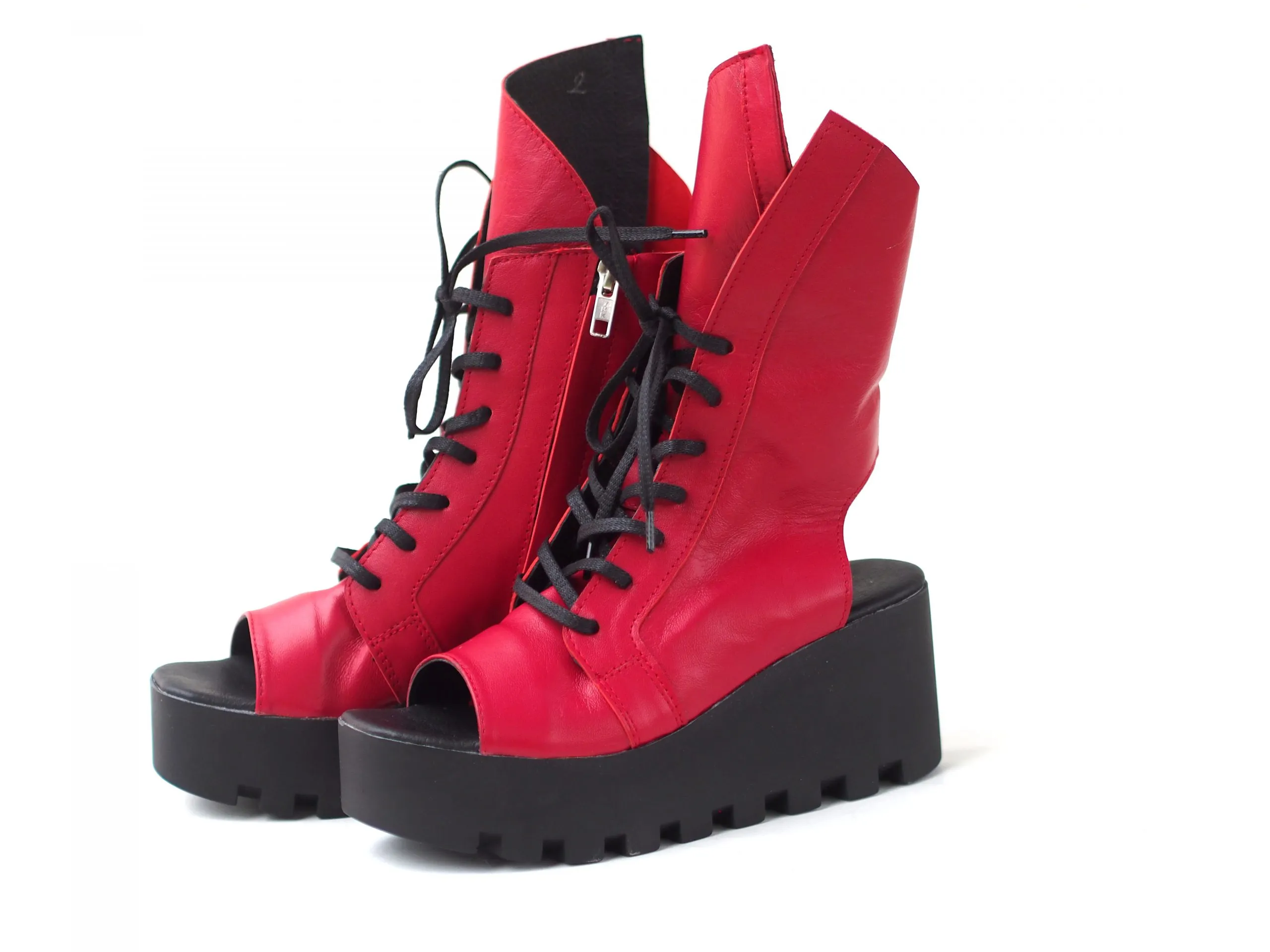 Genuine leather summer boots/RED SUMMER BOOTS/must have wedges