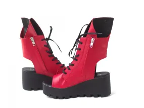 Genuine leather summer boots/RED SUMMER BOOTS/must have wedges