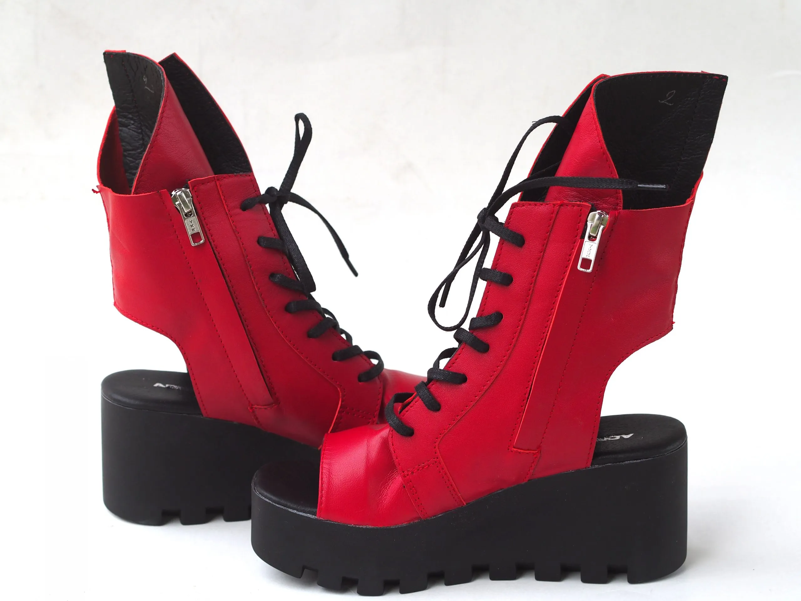 Genuine leather summer boots/RED SUMMER BOOTS/must have wedges