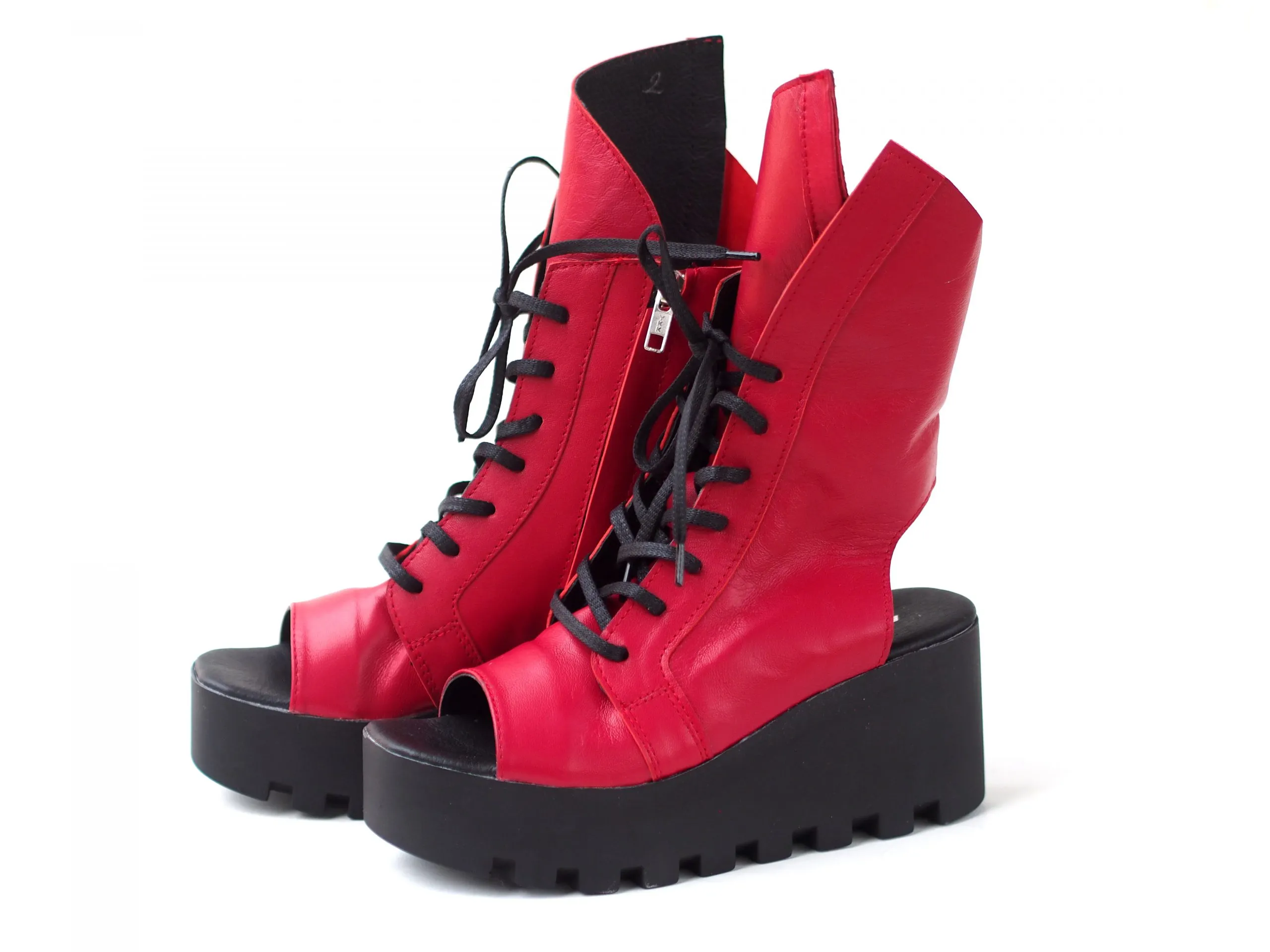 Genuine leather summer boots/RED SUMMER BOOTS/must have wedges