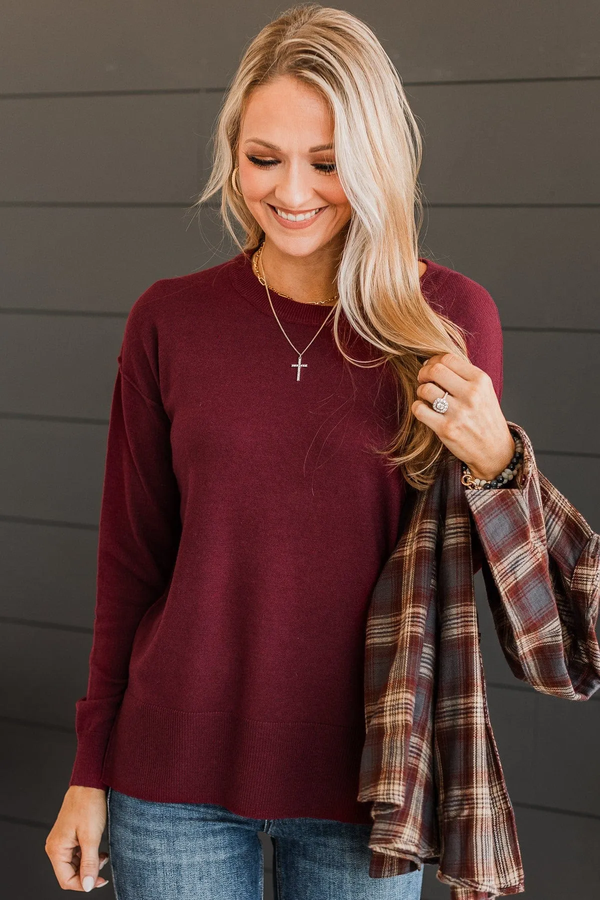 Go For It Knit Sweater- Burgundy