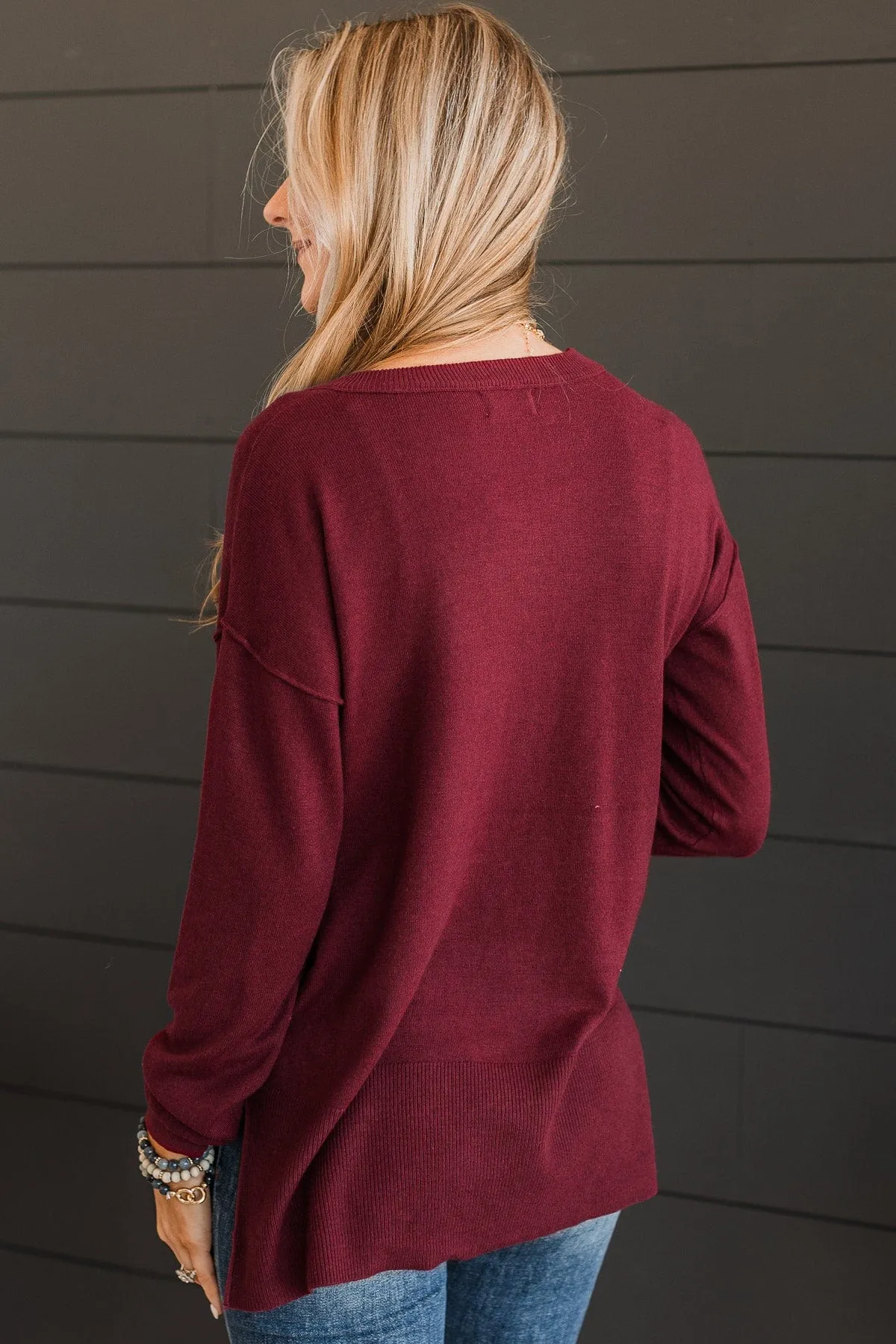 Go For It Knit Sweater- Burgundy