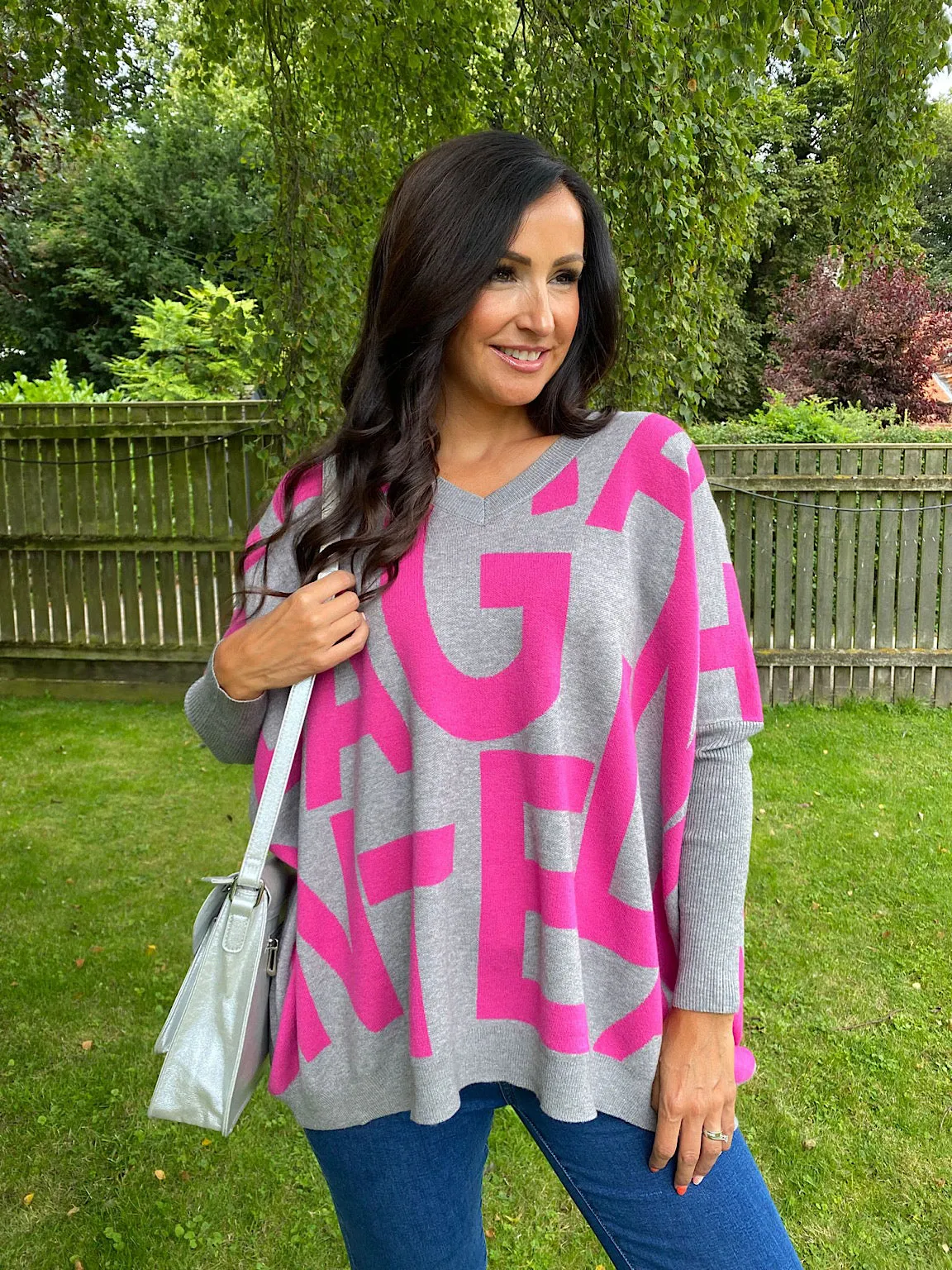 Graphic V Neck Jumper Kiera