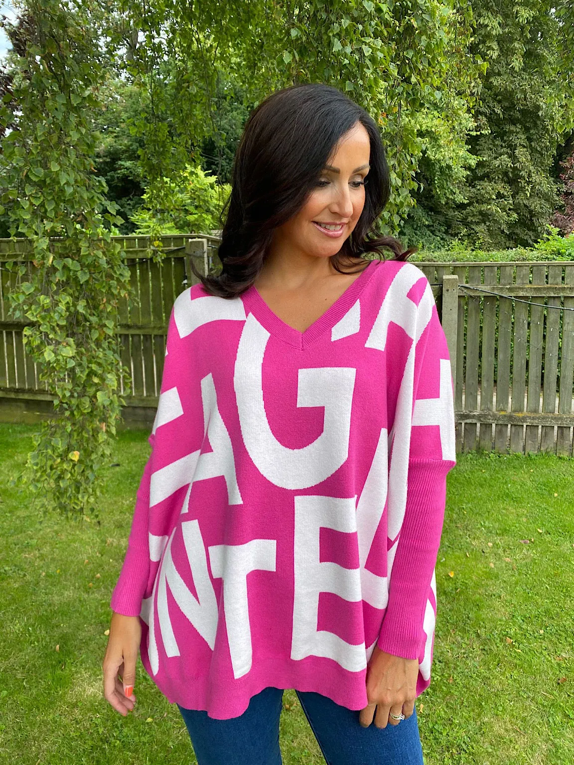 Graphic V Neck Jumper Kiera