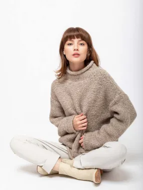 Handknit Purl Rollneck Sweater - Dust